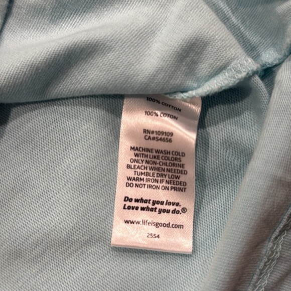 LIFE IS GOOD Dog Lovers Crusher Tee Super Soft Light Blue Women’s Size M - Picture 7 of 7